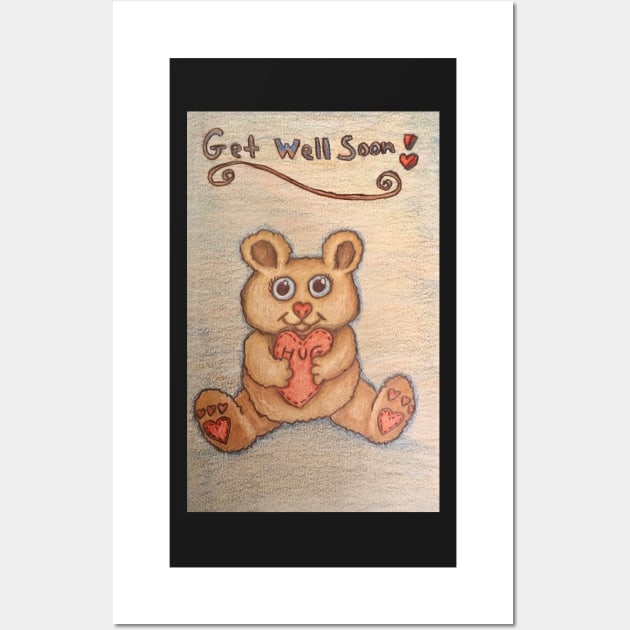 Get Well Soon Teddy Bear Wall Art by lisaeldred